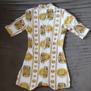 Goodtime Women's Shorts Romper Stretch Gold Medallion  Whitd Size Large NWOT